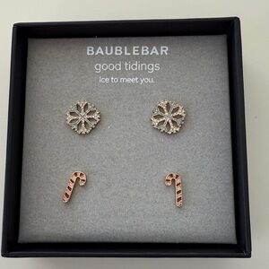 BaubleBar Gold and Red Festive Earrings Set